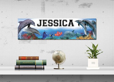 Dolphins - Personalized Poster with Your Name, Birthday Banner, Custom Wall Décor, Wall Art - image1